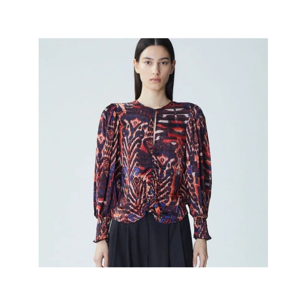 NWT MARIA CHER Auka Junin Brick Melange Blouse Top Women’s SIZE XL